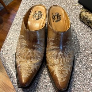 Brown Embroidered Heeled Boots
